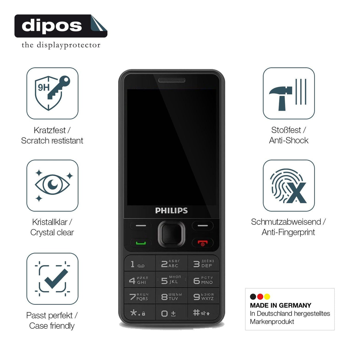 2x Screen Protector for Philips Xenium E185 Flexible Glass 9H dipos