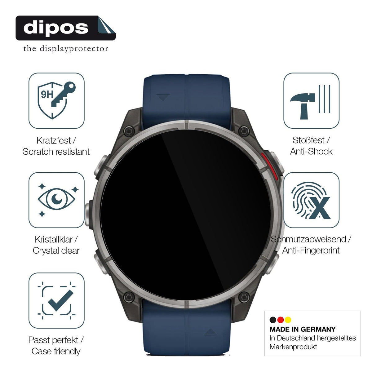 2x Screen Protector for Garmin Quatix 8 47mm Flexible Glass 9H dipos