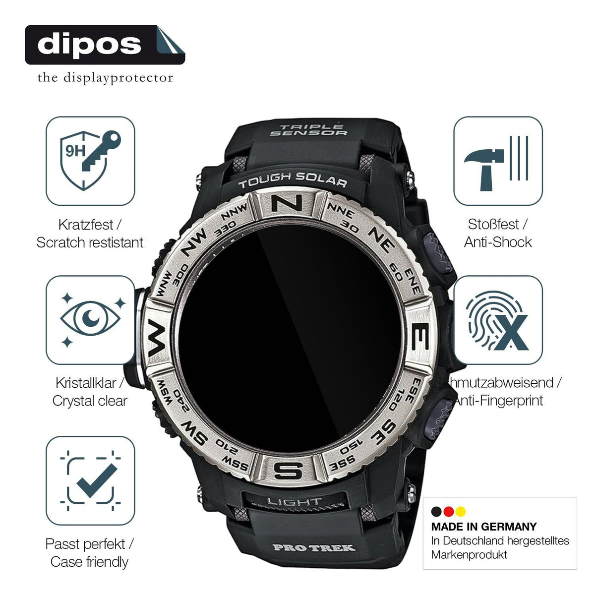 2x Screen Protector for Casio Pro Trek PRW-3500-1 Flexible Glass 9H dipos