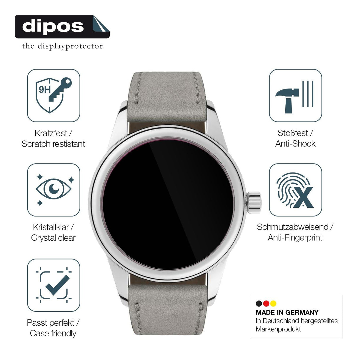 2x Screen Protector for NOMOS Glashütte Club Flexible Glass 9H dipos