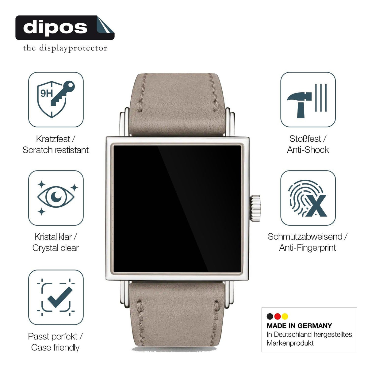 2x Screen Protector for NOMOS Glashütte Tetra 27 Flexible Glass 9H dipos