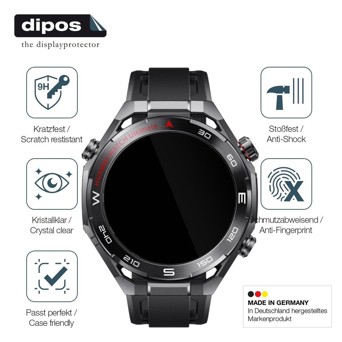 2x Screen Protector for Huawei Watch Ultimate 2 Black Flexible Glass 9H dipos