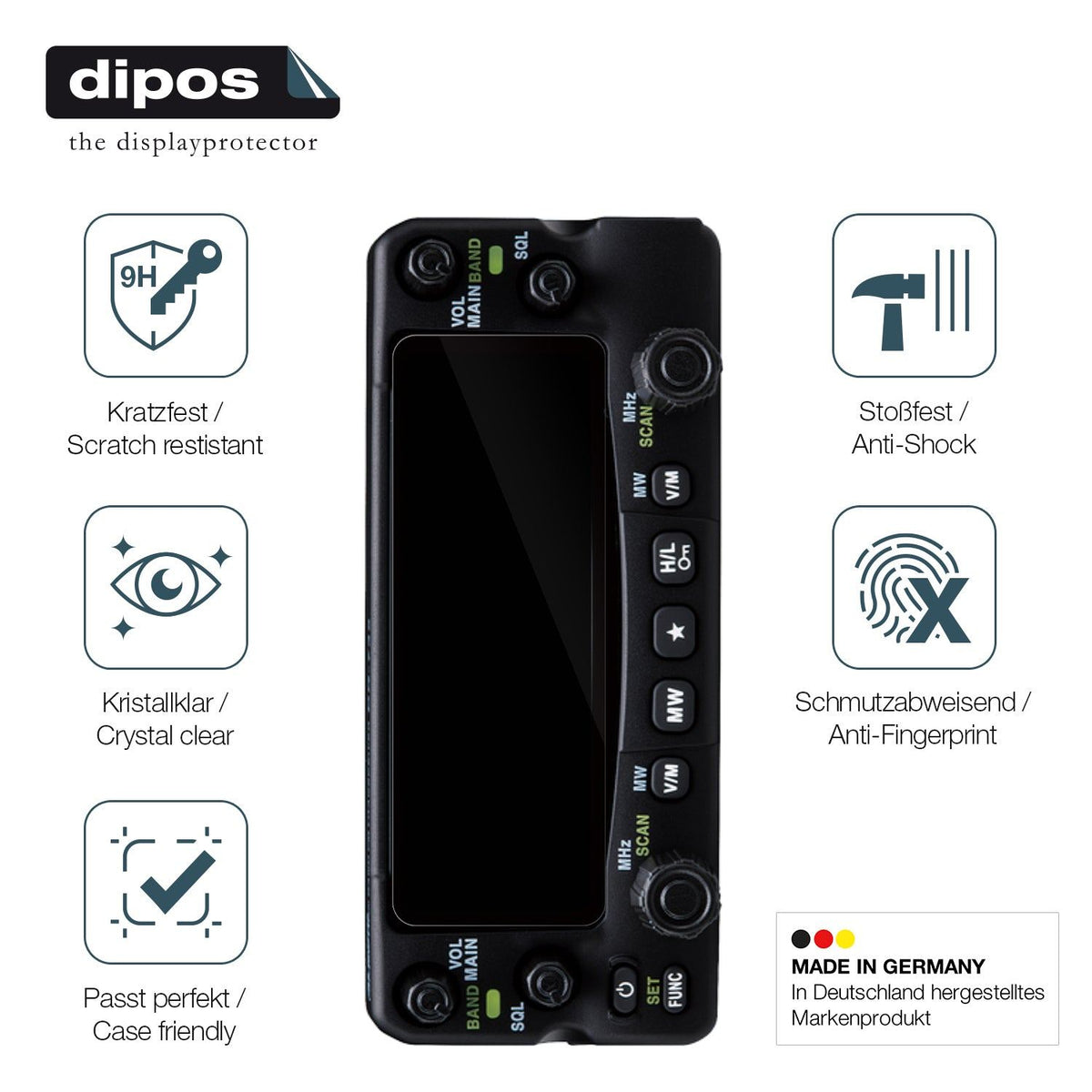 2x Screen Protector for Alinco DR-735-E Flexible Glass 9H dipos