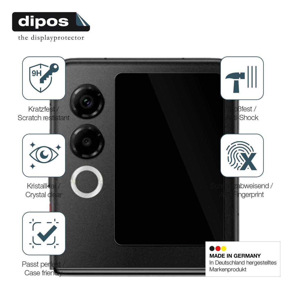 2x Screen Protector for Nubia ZTE Flip 2 5G Außenseite Flexible Glass 9H dipos