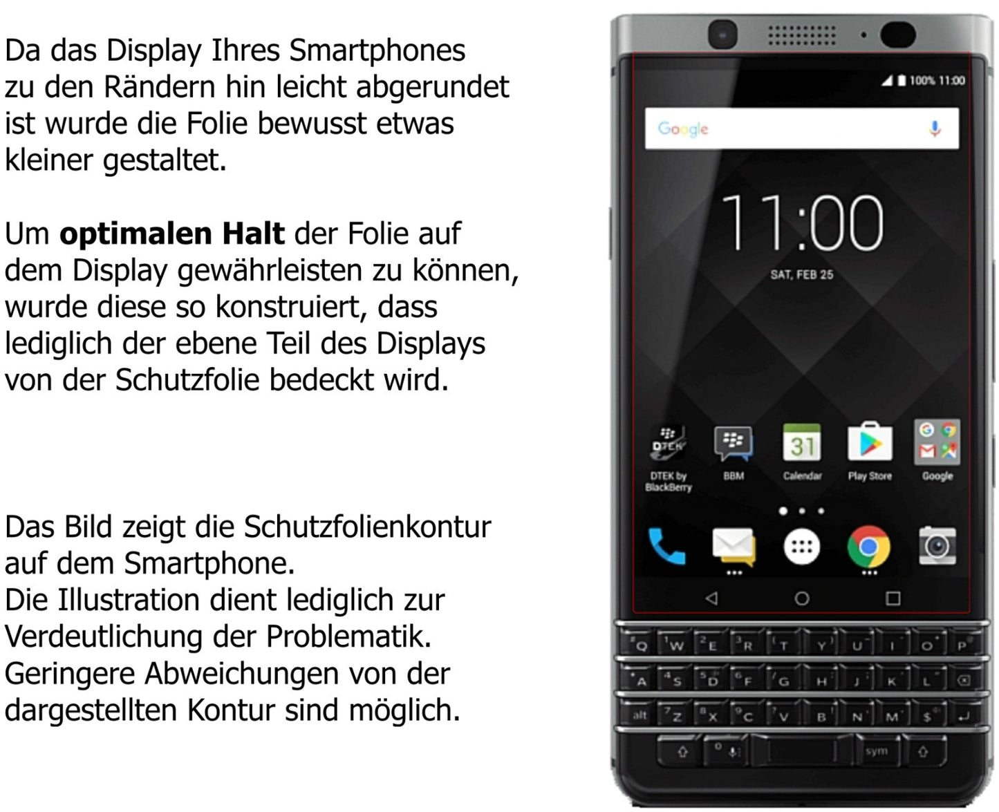 Dünne und klare Folie passend zugeschnitten für Blackberry KeyOne