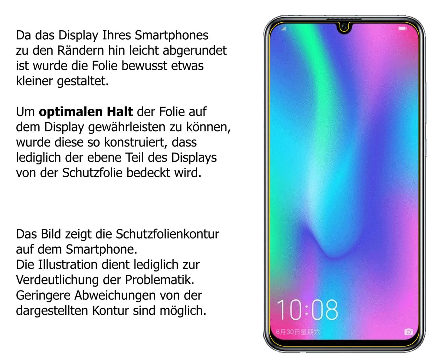 Dünne und klare Folie passend zugeschnitten für Honor 10i