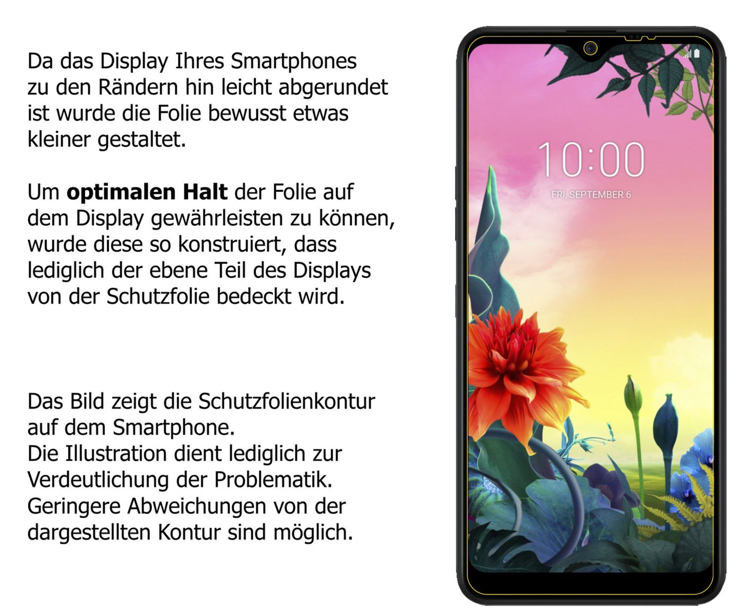 Dünne und klare Folie passend zugeschnitten für LG K50S