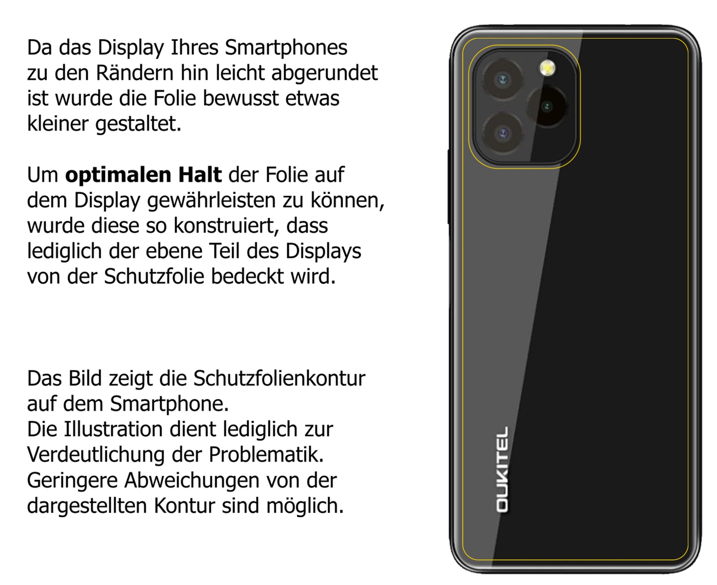 Dünne und klare Folie passend zugeschnitten für Oukitel C21 Pro Rückseite