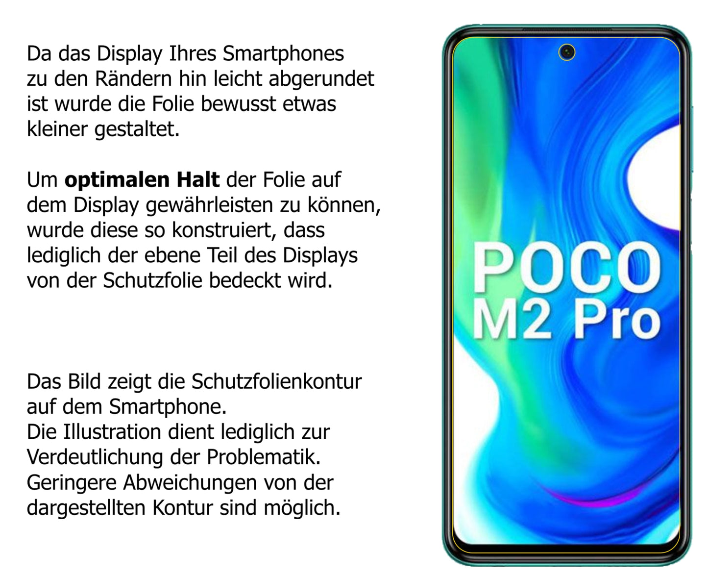 Dünne und klare Folie passend zugeschnitten für Poco M2 Pro