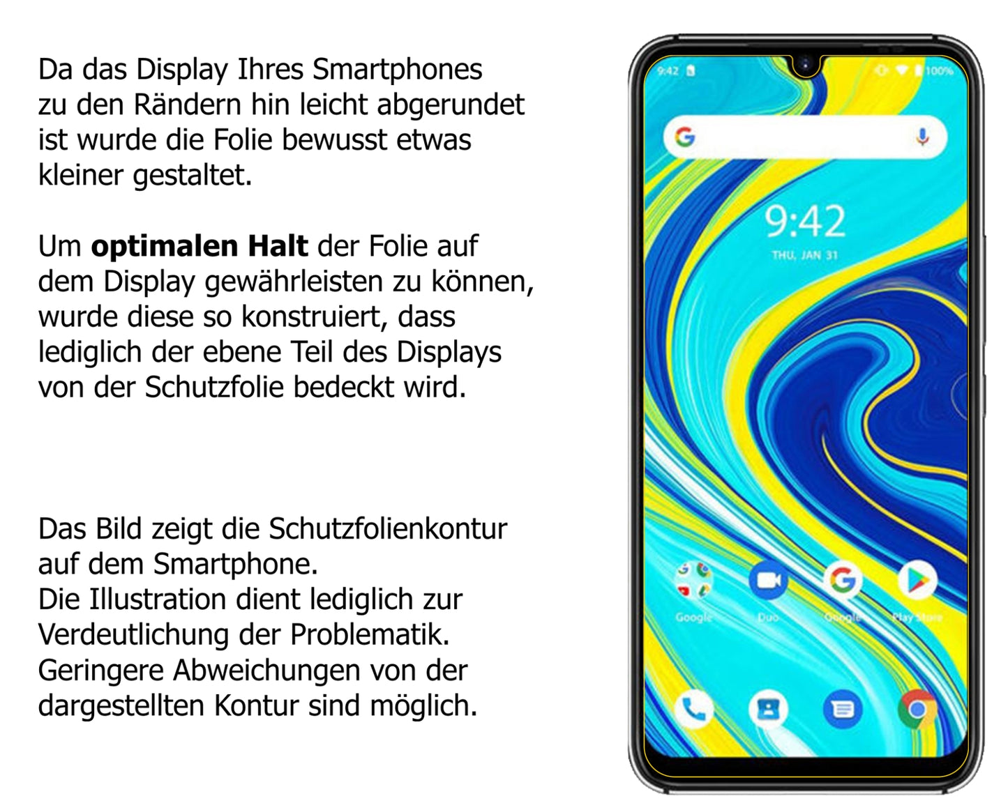 Dünne und klare Folie passend zugeschnitten für Umidigi A7 Pro
