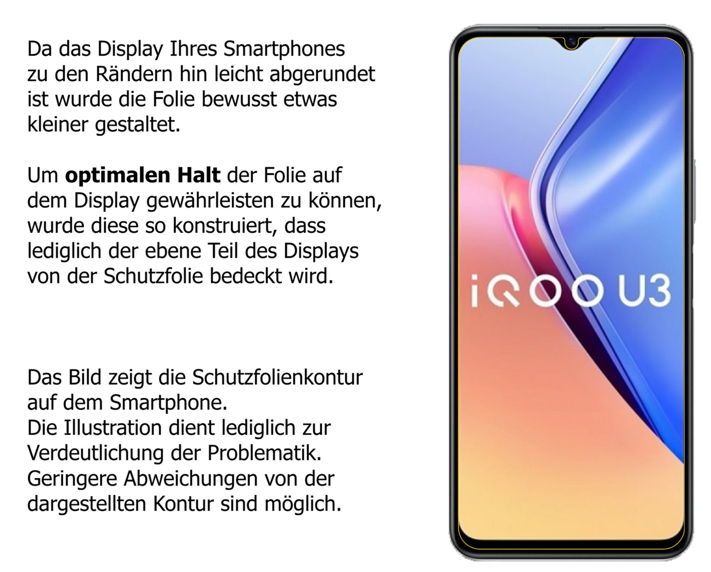 Dünne und klare Folie passend zugeschnitten für Vivo iQOO U3