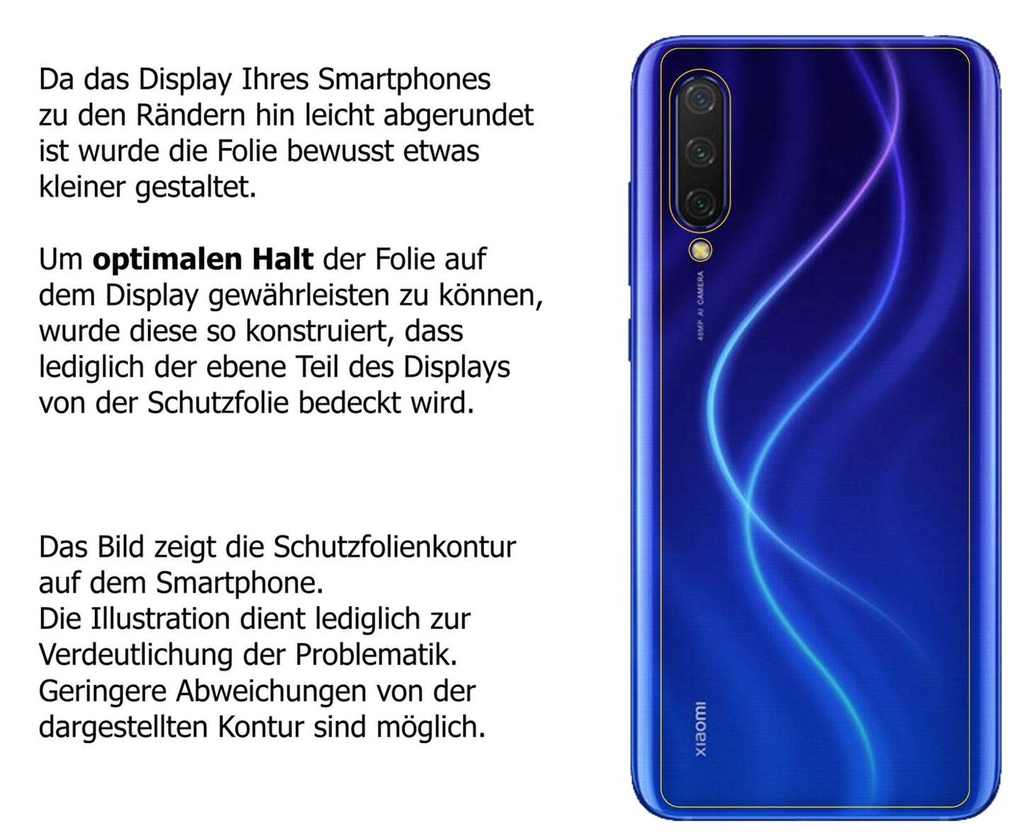 Dünne und klare Folie passend zugeschnitten für Xiaomi Mi CC9e Rückseite