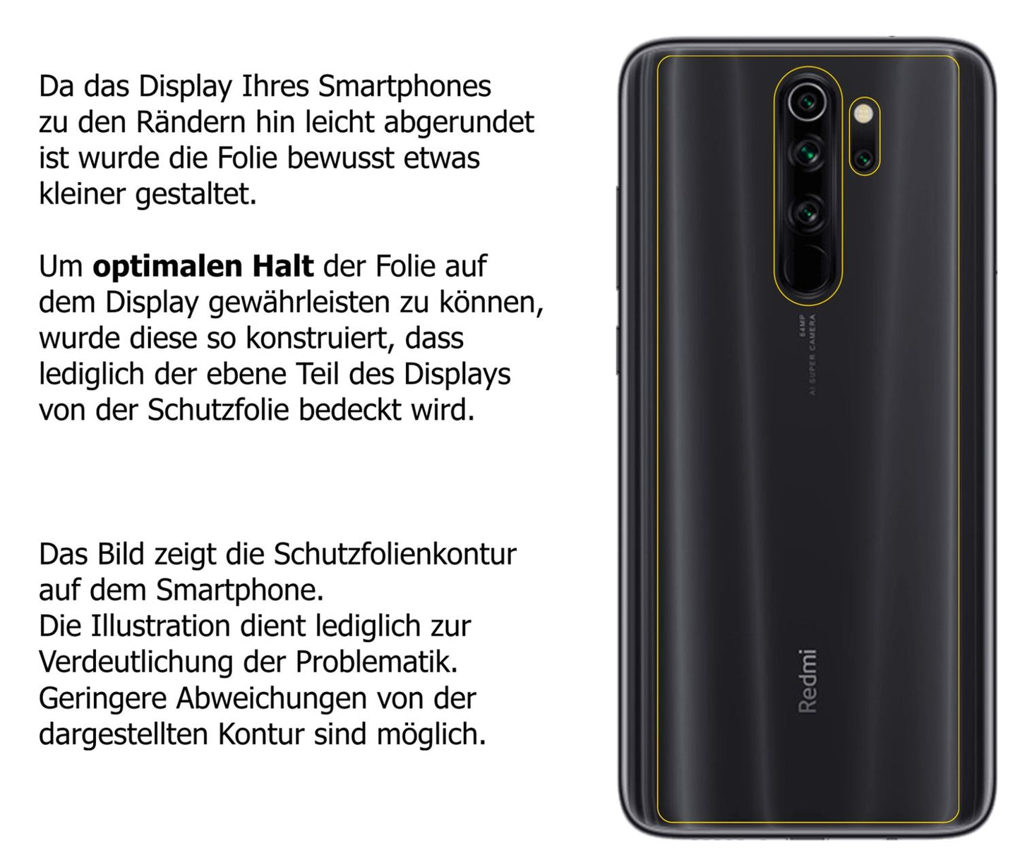 Dünne und klare Folie passend zugeschnitten für Xiaomi Redmi Note 8 Rückseite