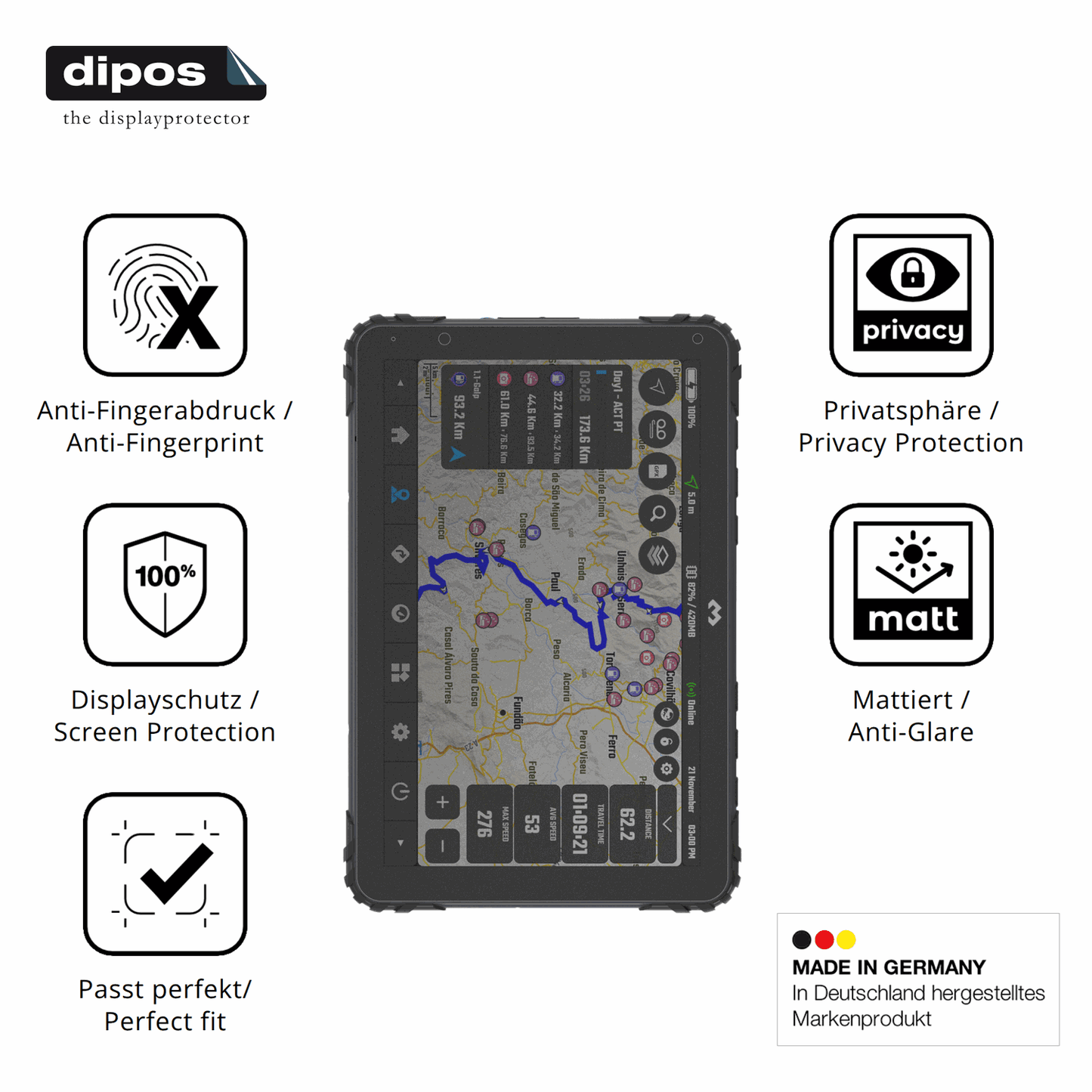 Screen Protector for DMD T880X 8 Zoll Privacy Filter 4-Way Protection dipos