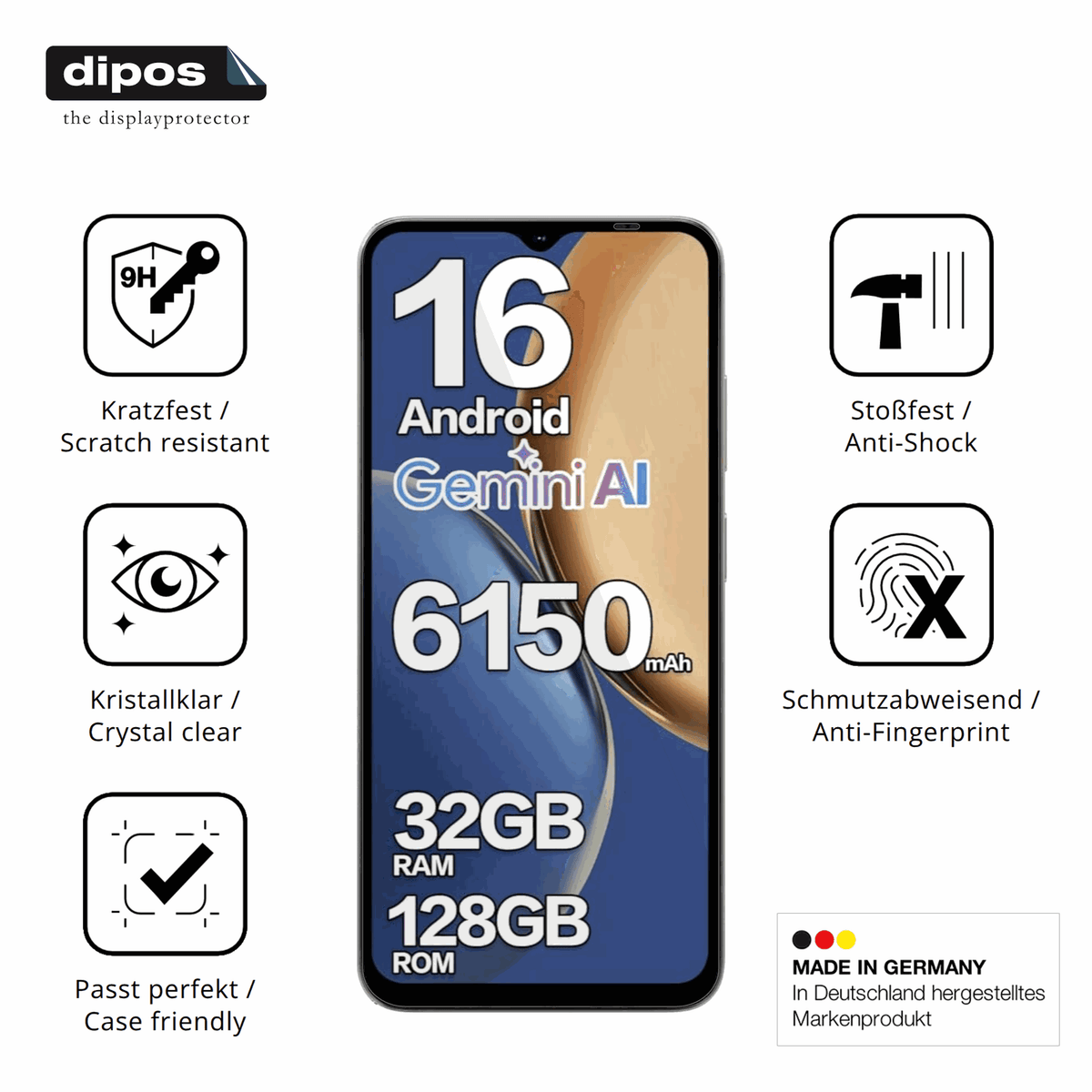 Displayschutz hergestellt in Deutschland, höchste Qualität made in Germany