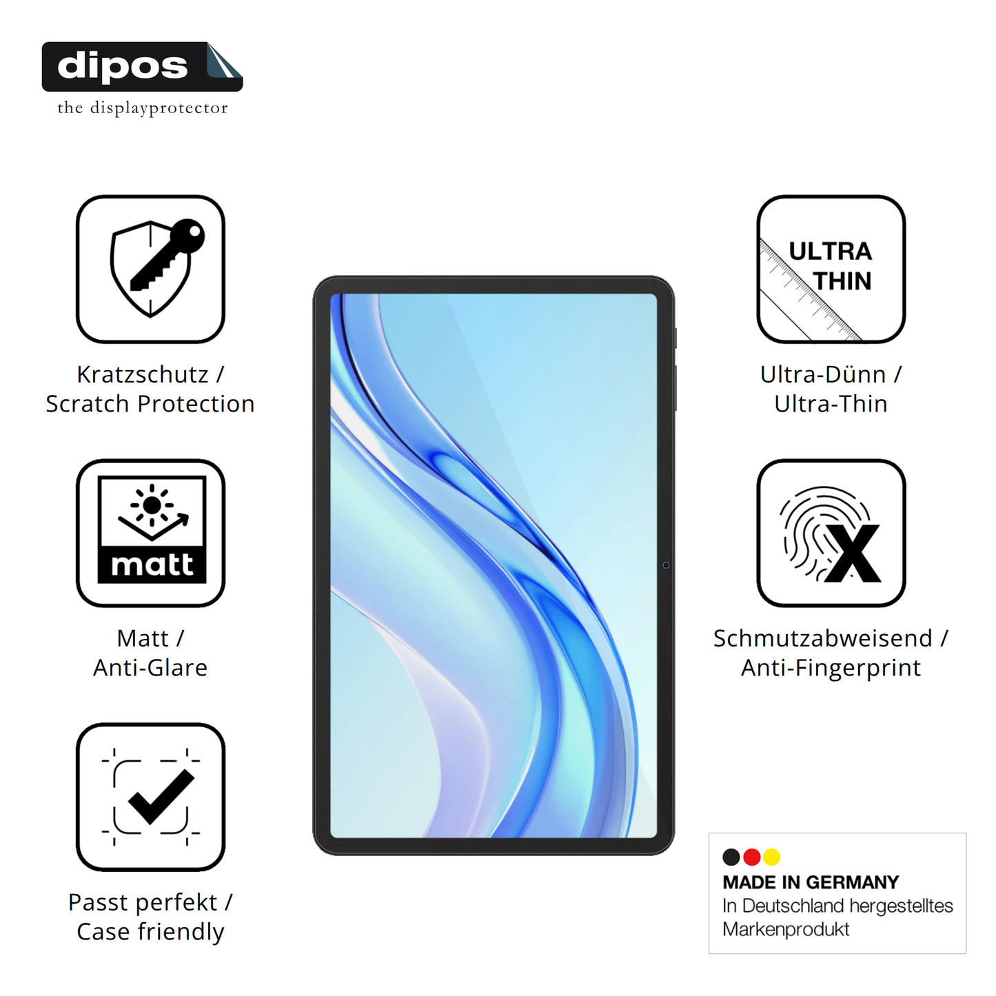 Displayschutz hergestellt in Deutschland, höchste Qualität made in Germany