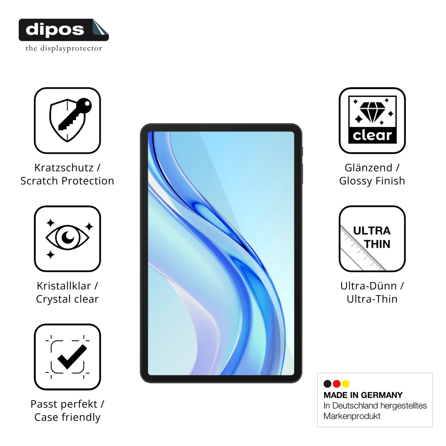 Displayschutz hergestellt in Deutschland, höchste Qualität made in Germany