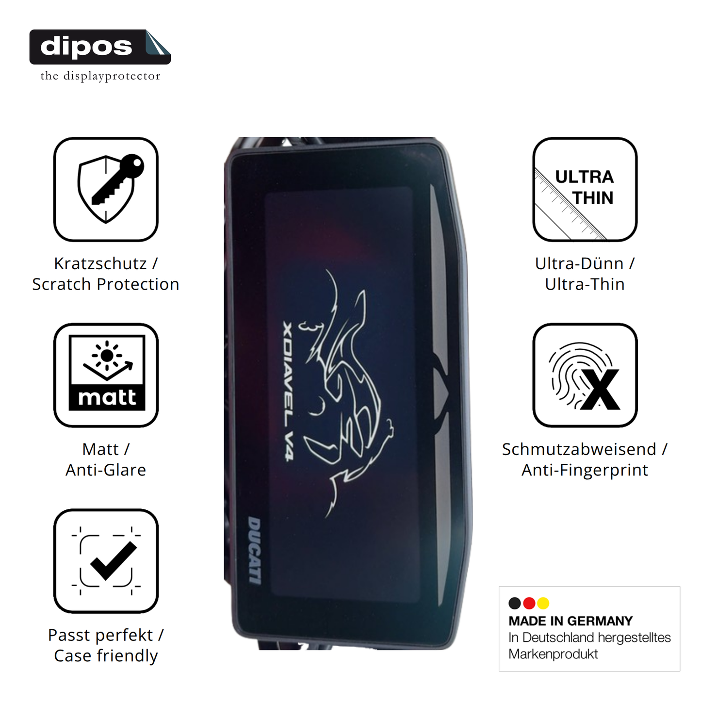 Displayschutz hergestellt in Deutschland, höchste Qualität made in Germany