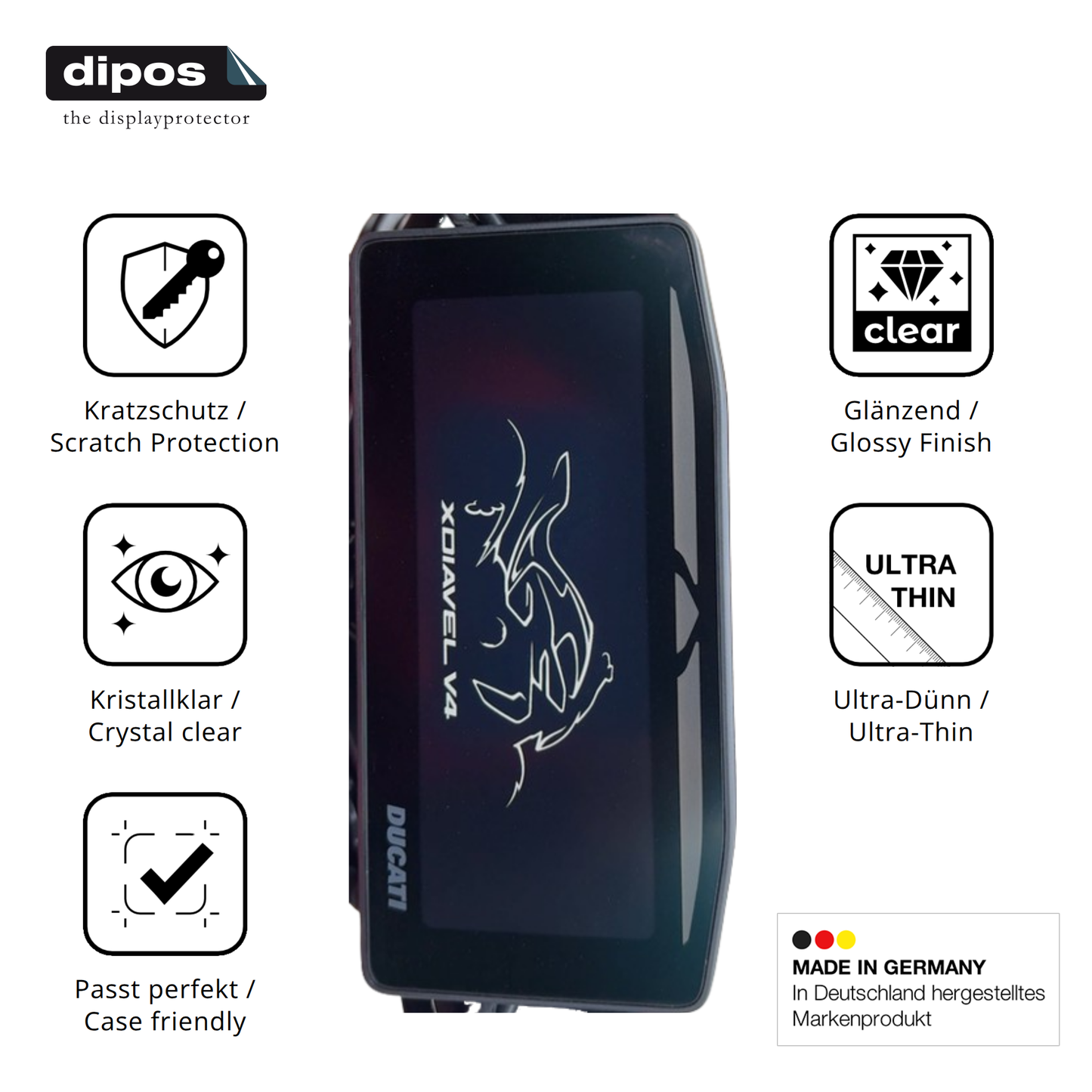 Displayschutz hergestellt in Deutschland, höchste Qualität made in Germany