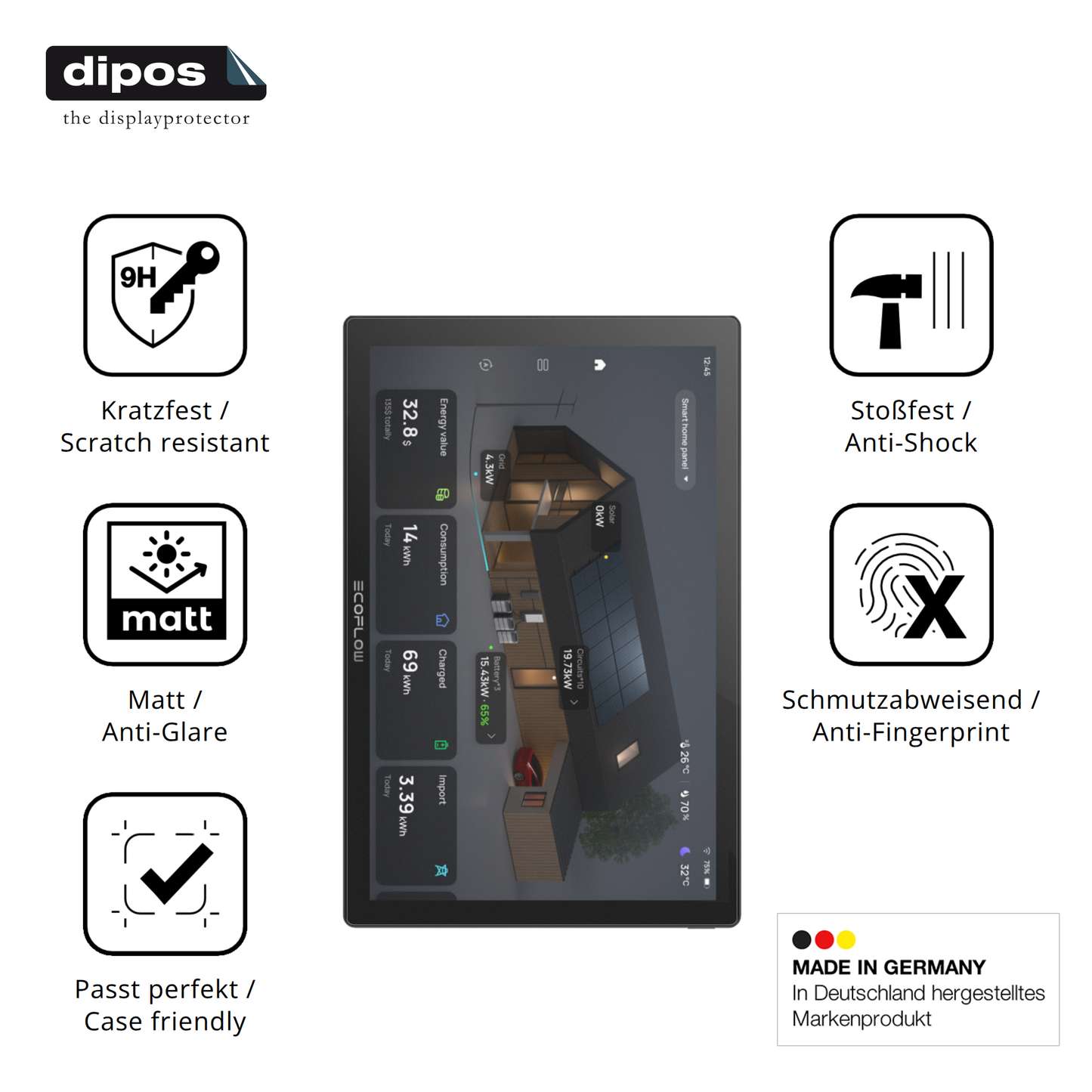 Displayschutz hergestellt in Deutschland, höchste Qualität made in Germany