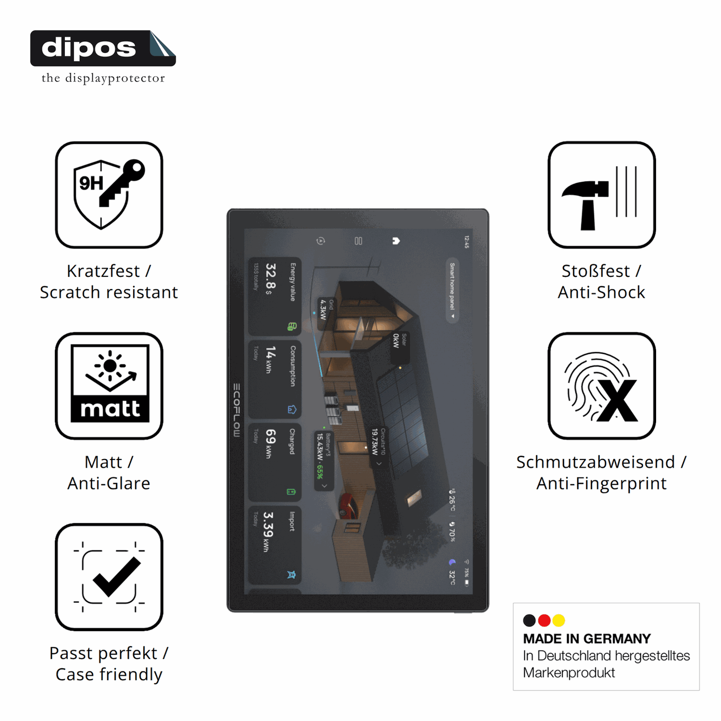 Displayschutz hergestellt in Deutschland, höchste Qualität made in Germany