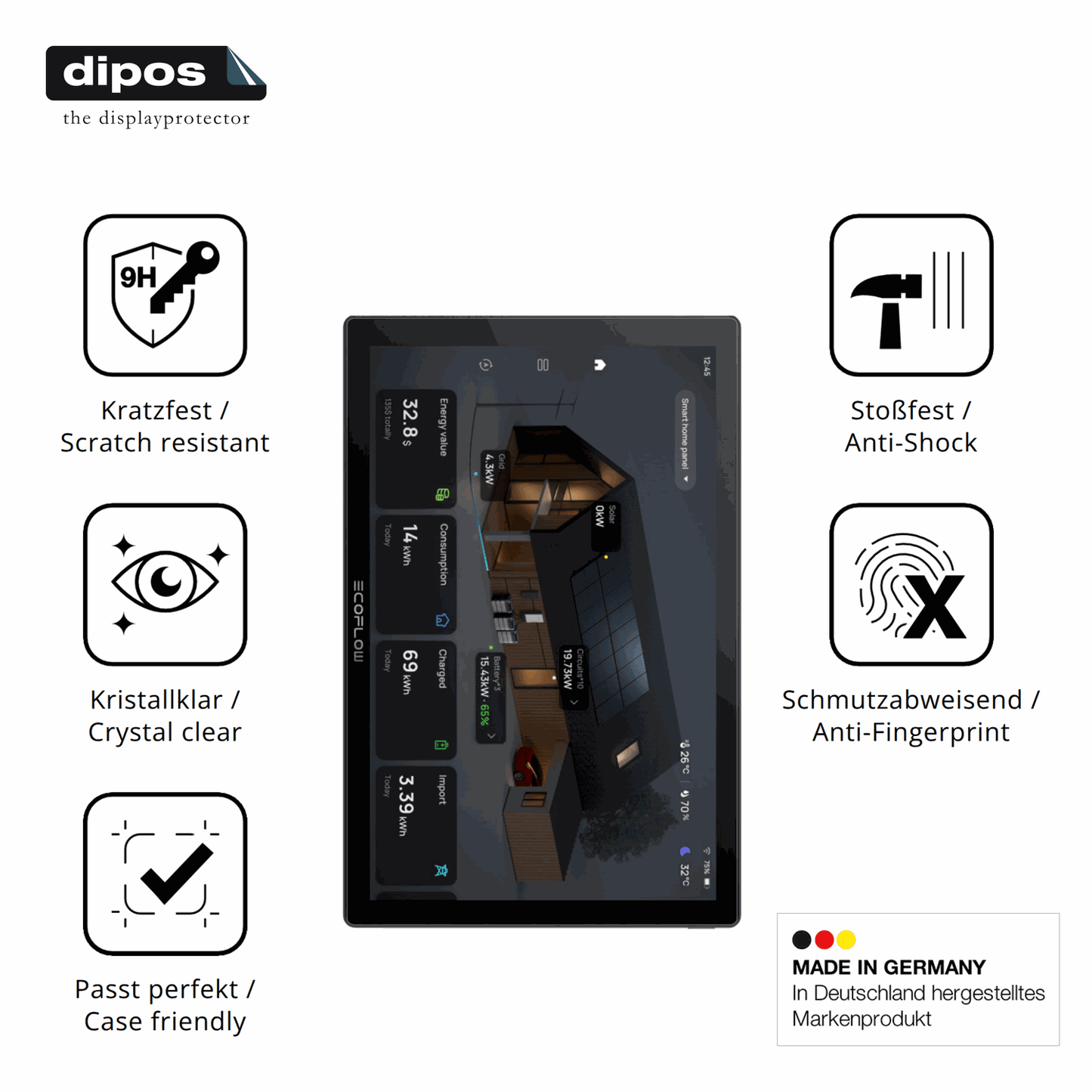 Displayschutz hergestellt in Deutschland, höchste Qualität made in Germany