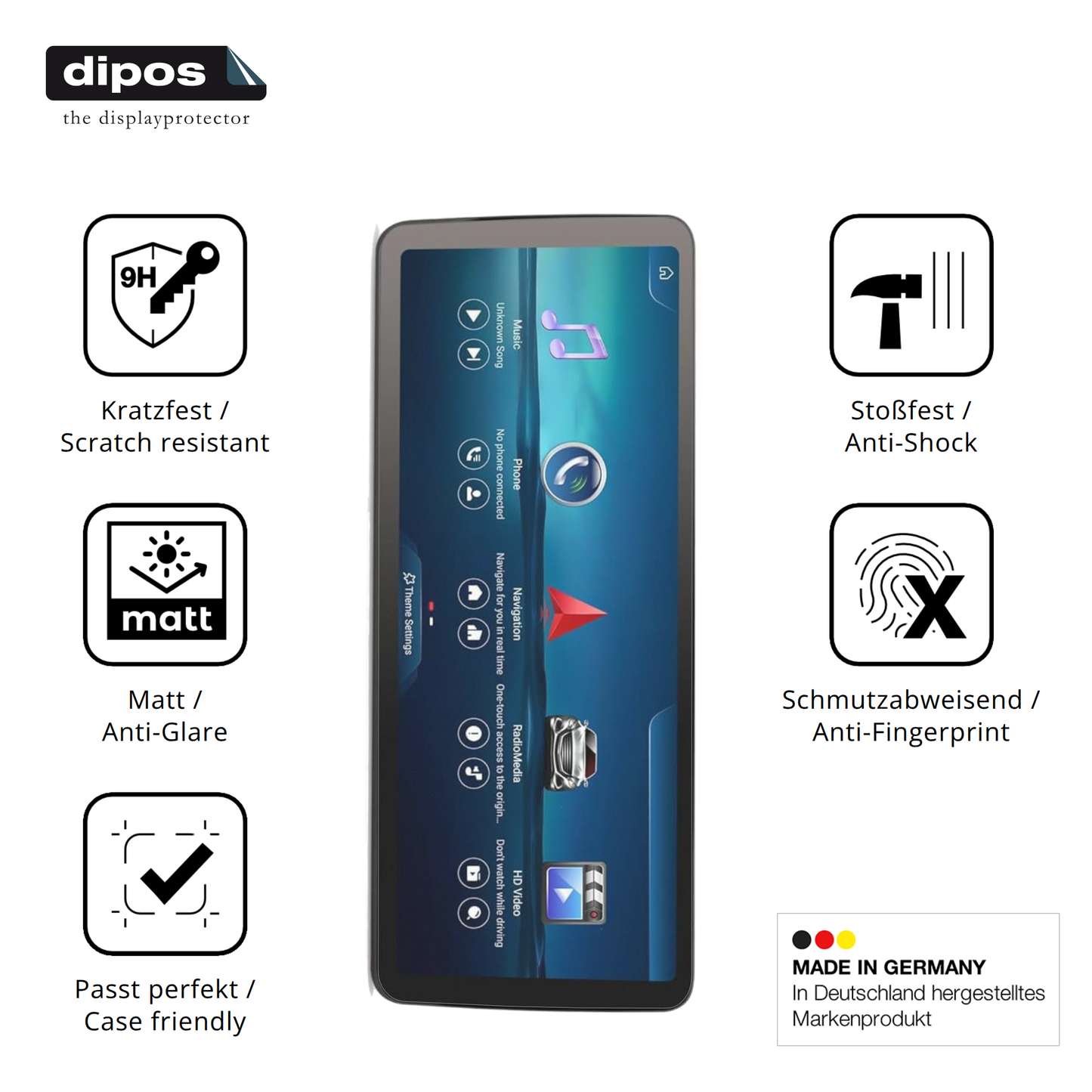 Displayschutz hergestellt in Deutschland, höchste Qualität made in Germany