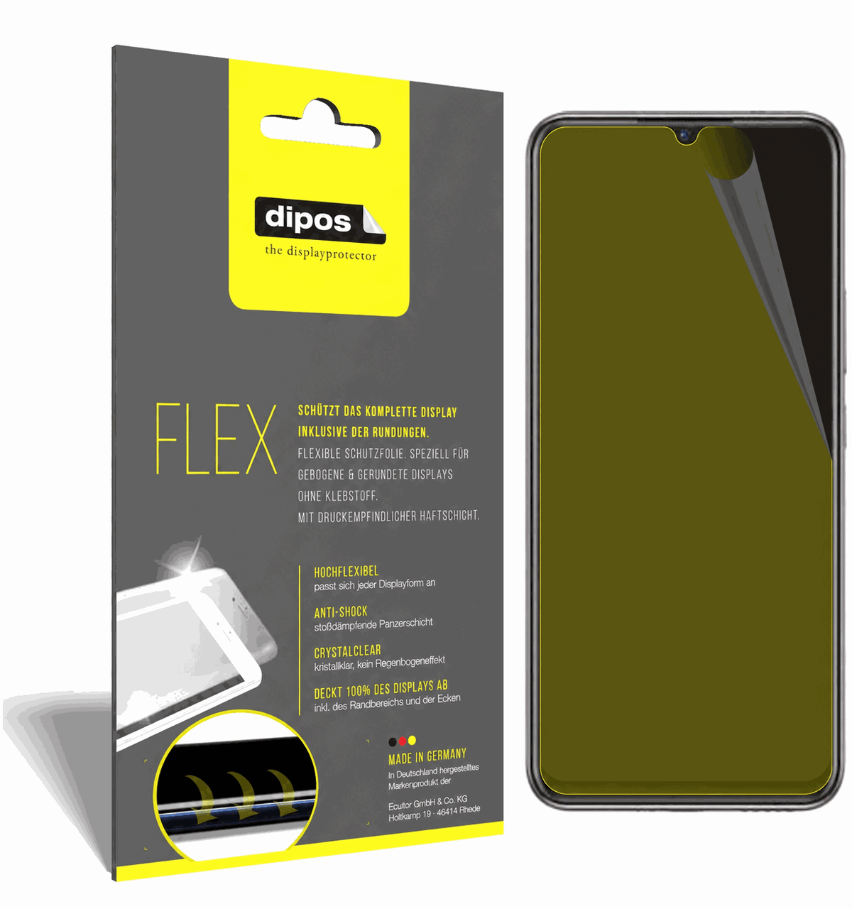 2x Screen Protector for Vivo X50E Protective Film covers 100% dipos Flex