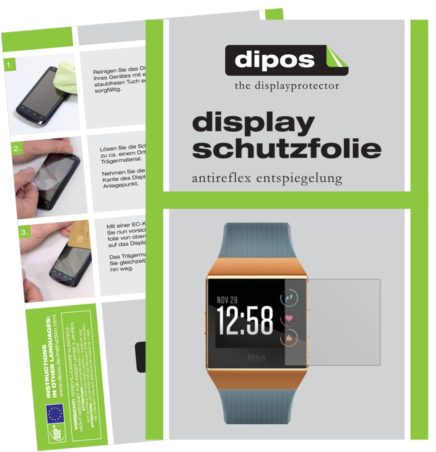 Mattes Panzerglas: Schutz vor Brüchen, Fingerabdrücken und Bildschirmblendung für Fitbit-Ionic