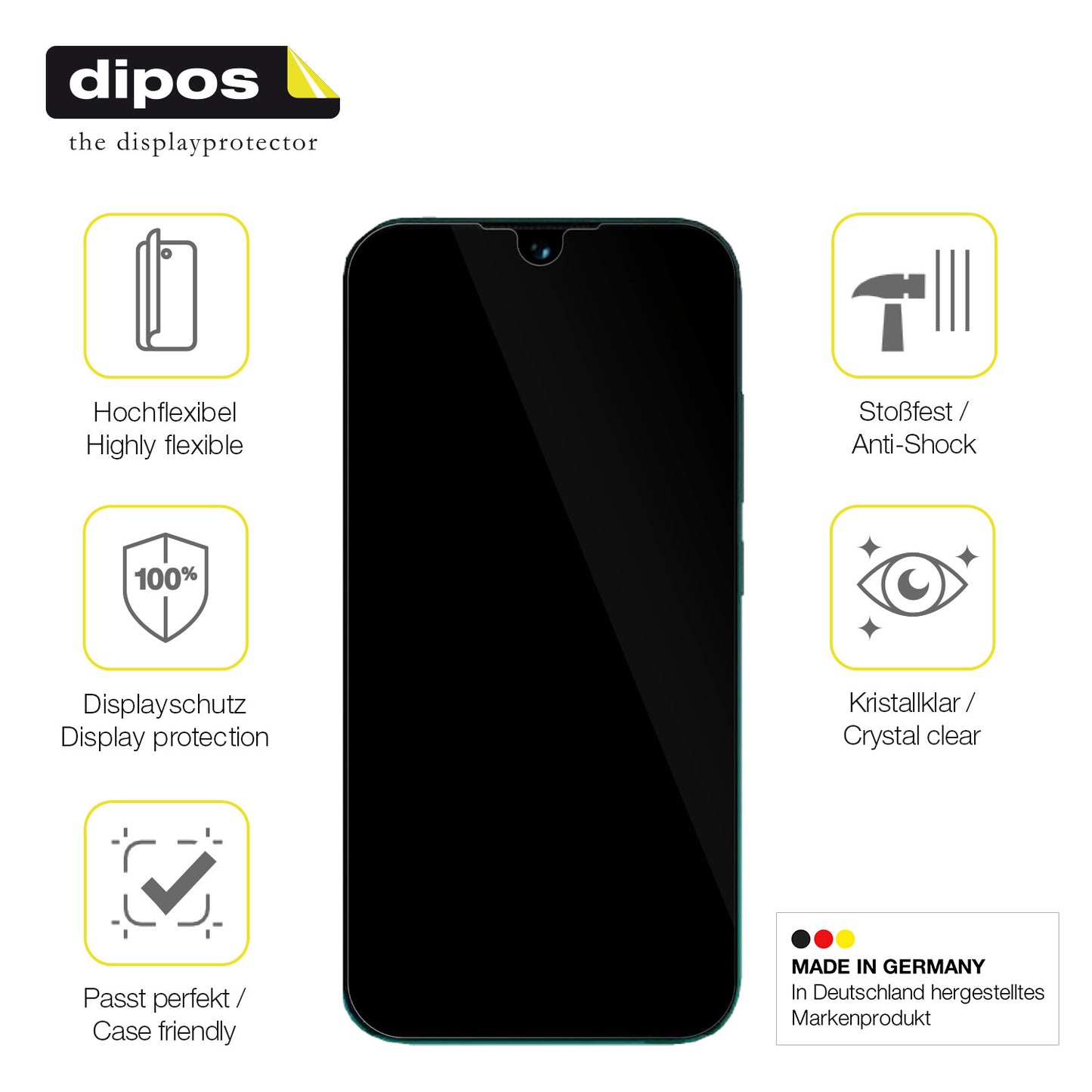Displayschutz hergestellt in Deutschland, höchste Qualität made in Germany