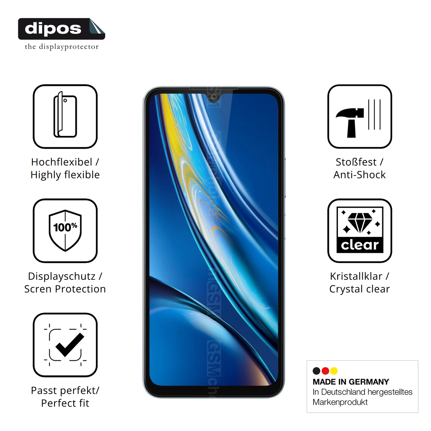 Displayschutz hergestellt in Deutschland, höchste Qualität made in Germany