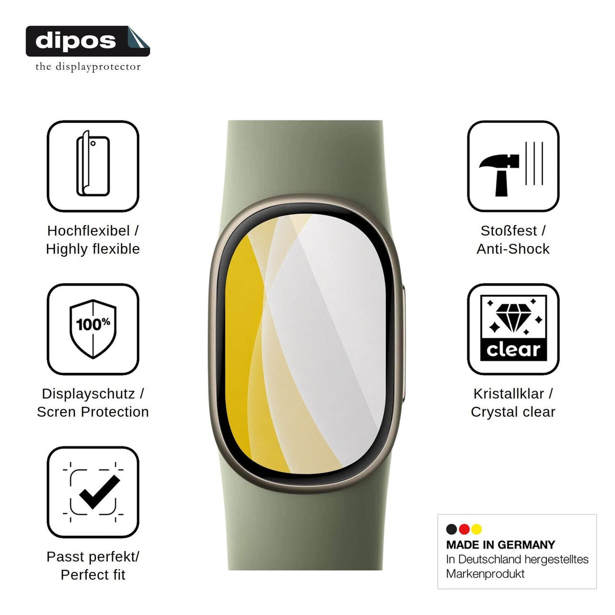 2x Screen Protector for Google FitBit Edge Protective Film covers 100% dipos Flex