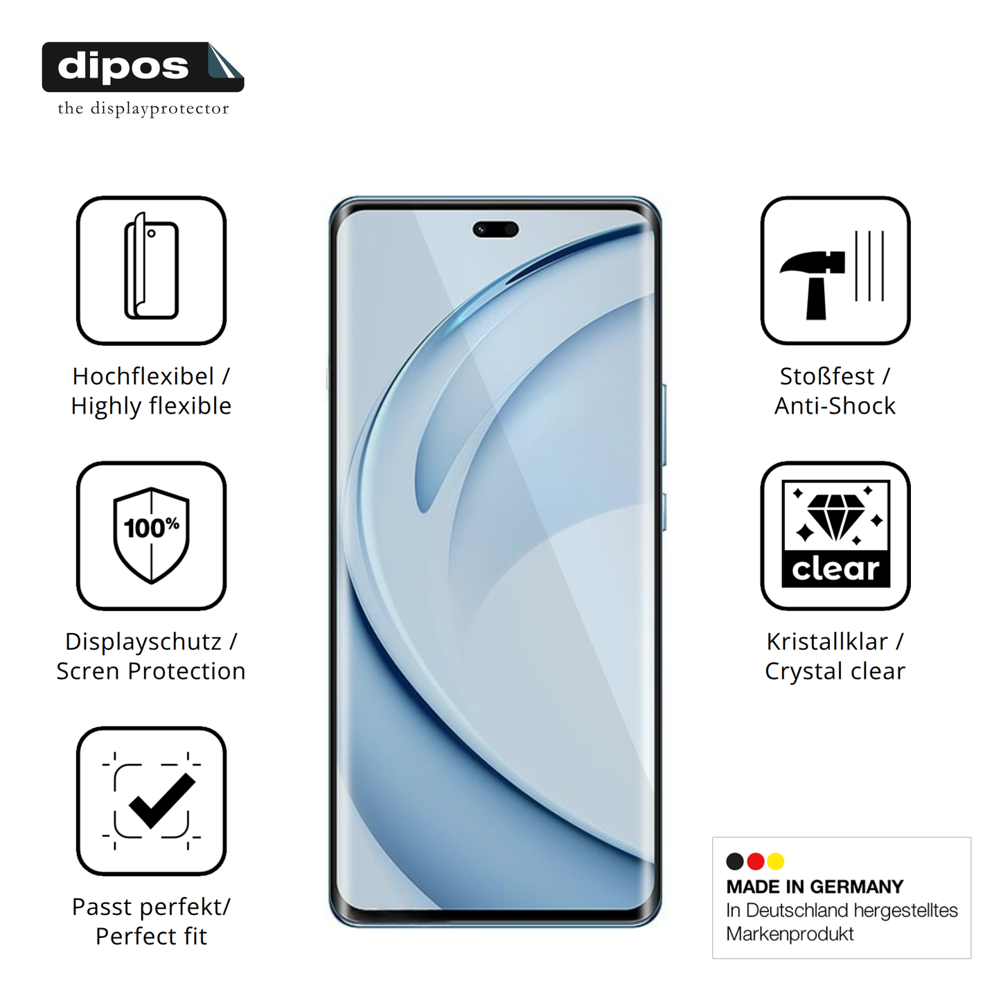 Displayschutz hergestellt in Deutschland, höchste Qualität made in Germany