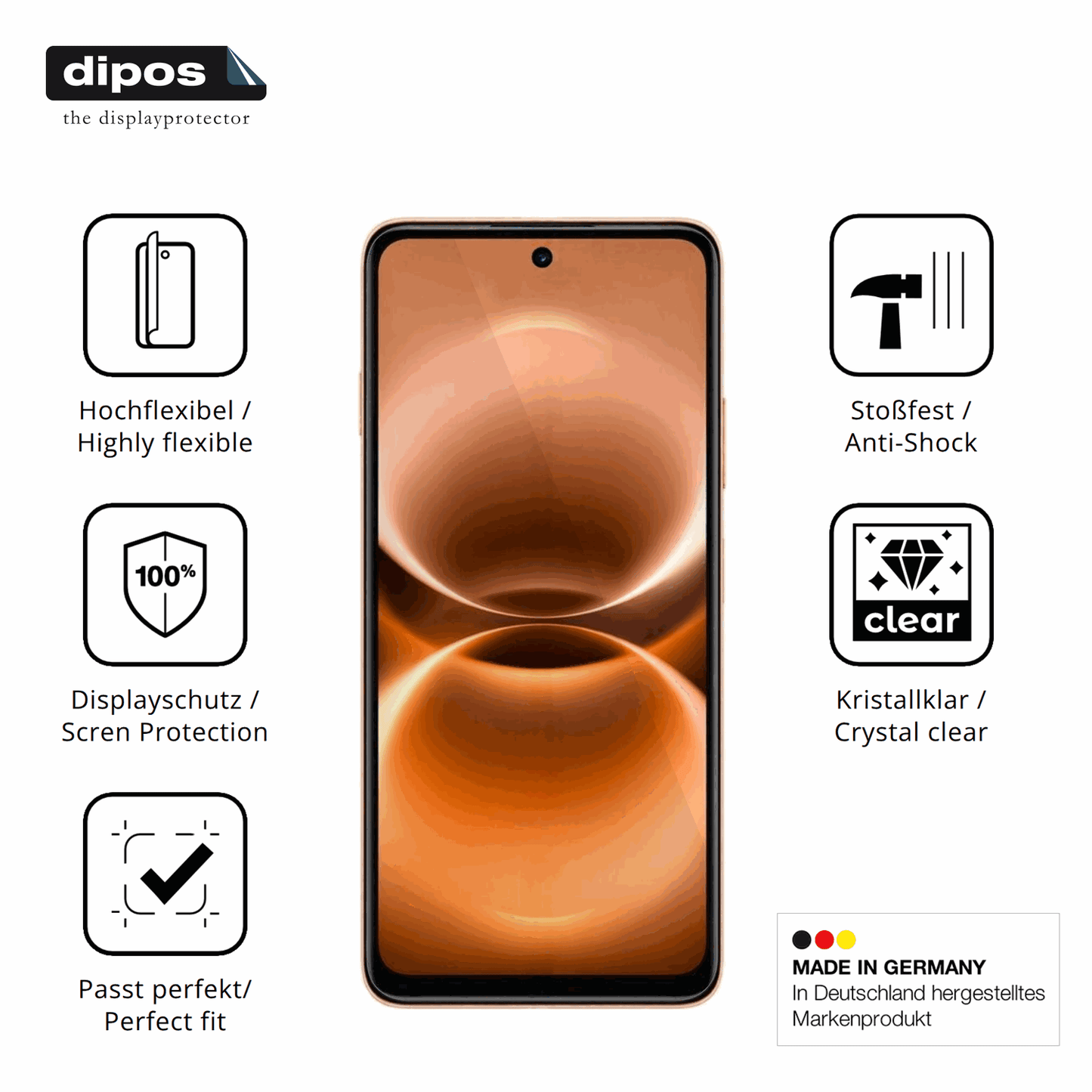 Displayschutz hergestellt in Deutschland, höchste Qualität made in Germany
