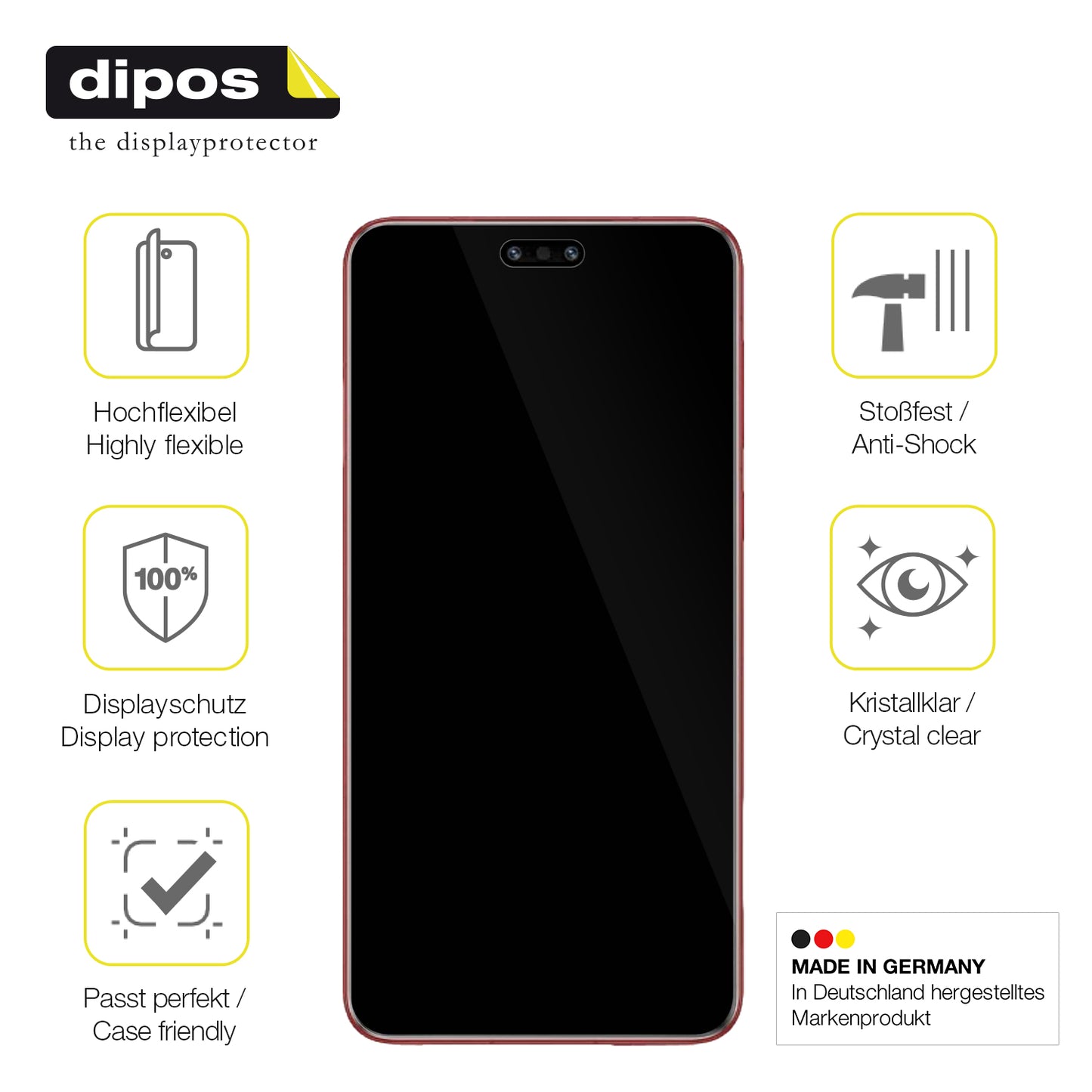 Displayschutz hergestellt in Deutschland, höchste Qualität made in Germany