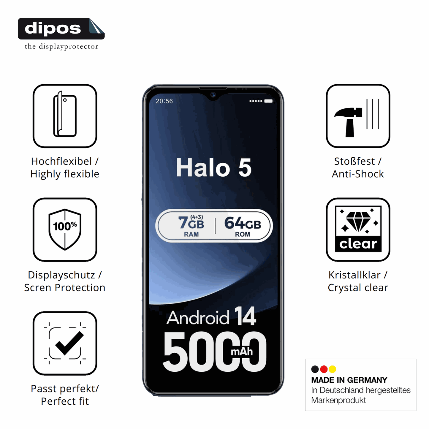Displayschutz hergestellt in Deutschland, höchste Qualität made in Germany