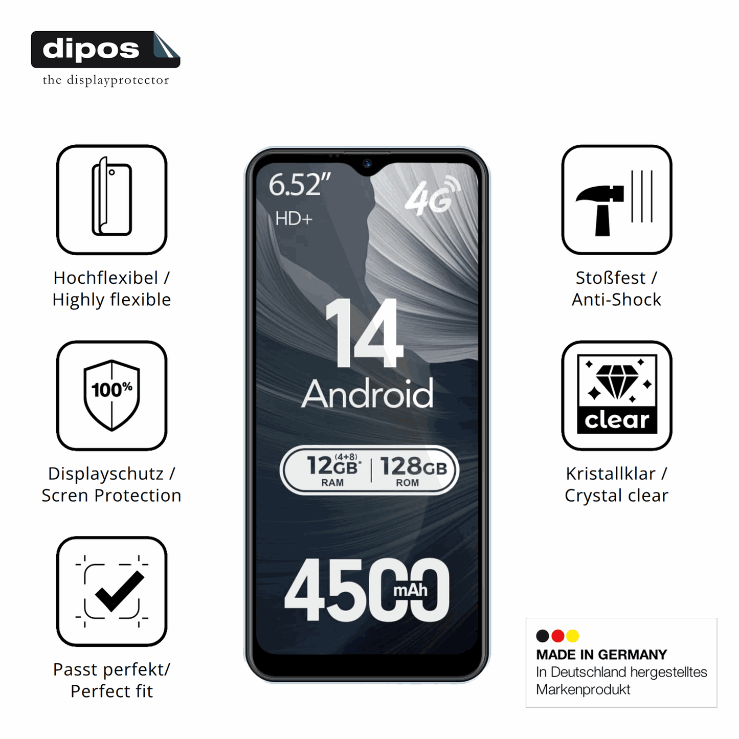 Displayschutz hergestellt in Deutschland, höchste Qualität made in Germany