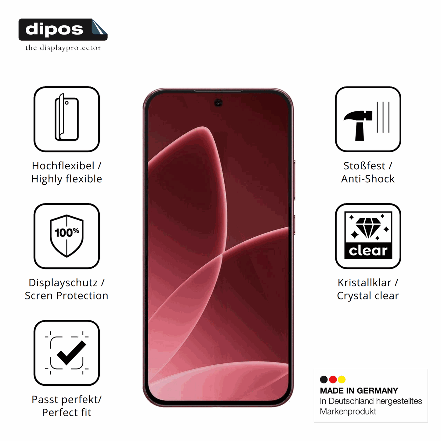 Displayschutz hergestellt in Deutschland, höchste Qualität made in Germany