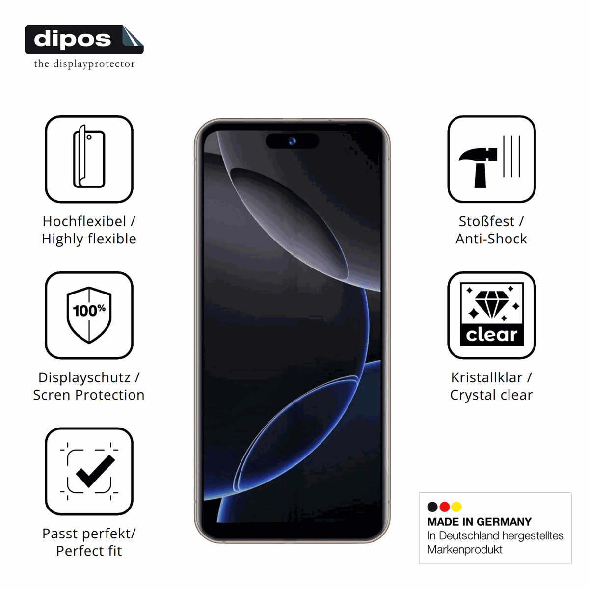 Displayschutz hergestellt in Deutschland, höchste Qualität made in Germany