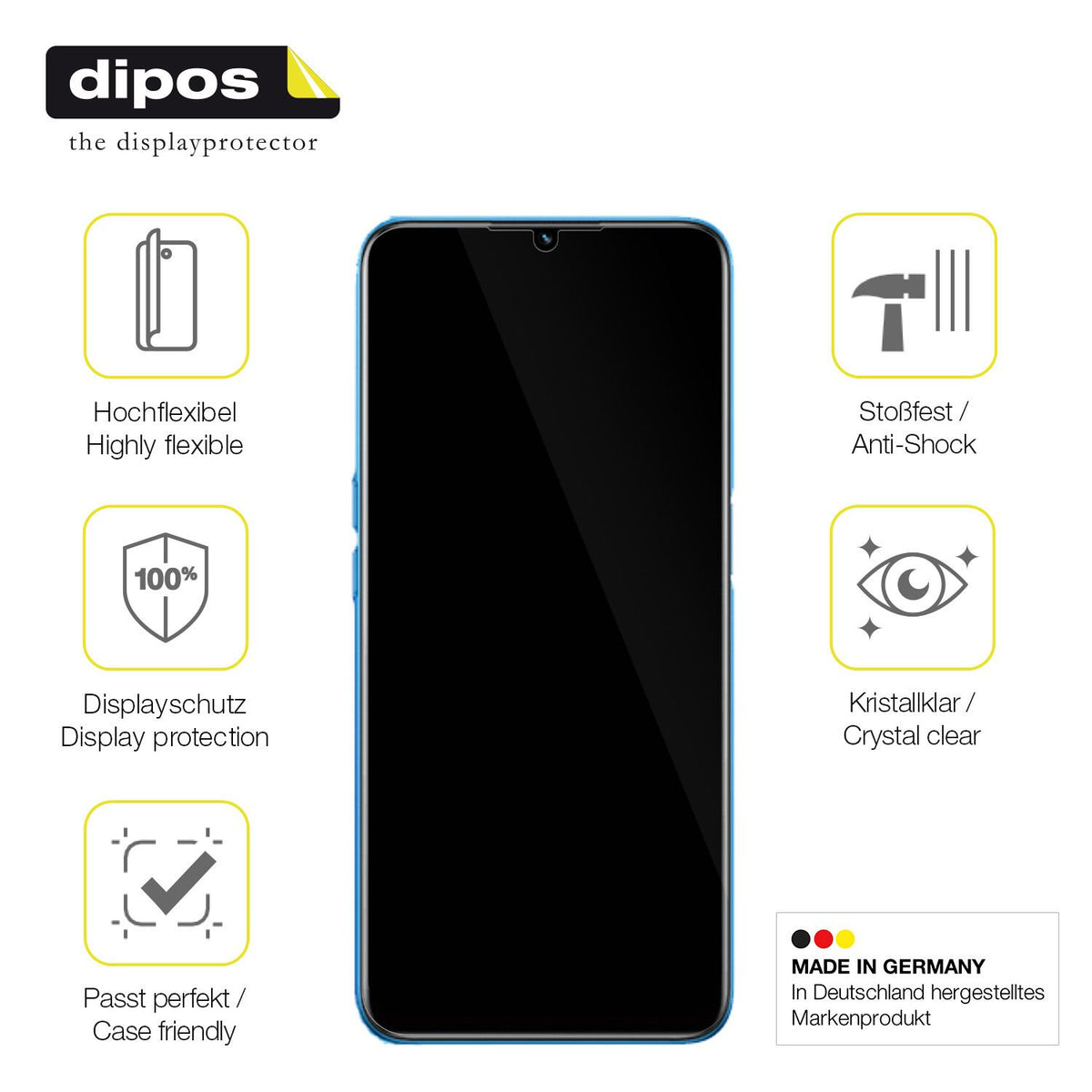Displayschutz hergestellt in Deutschland, höchste Qualität made in Germany