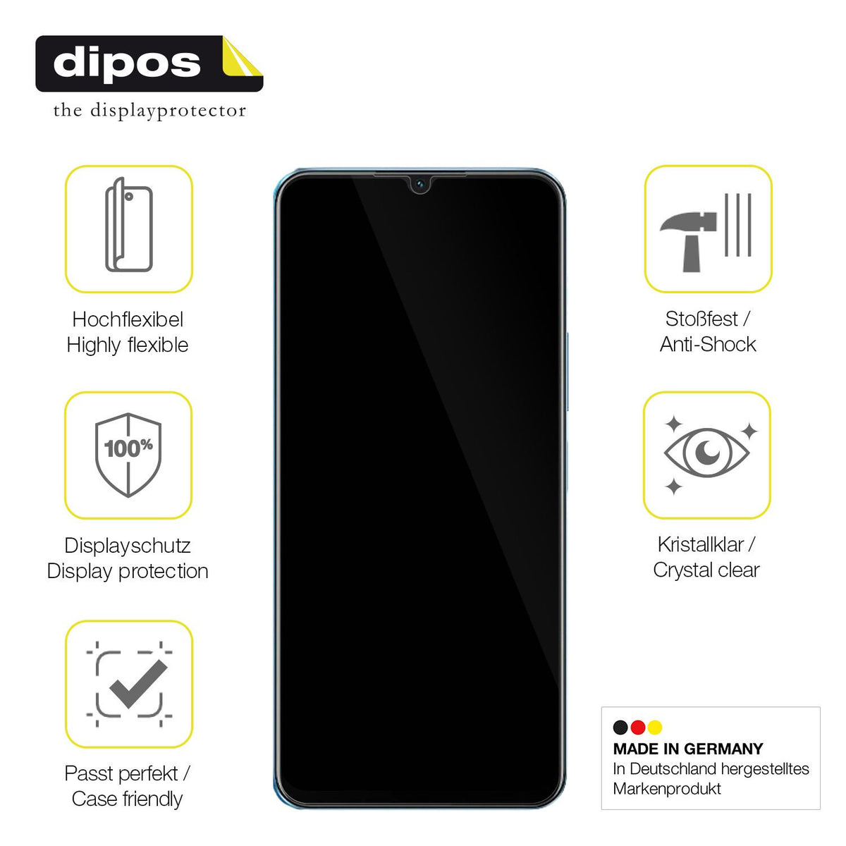 Displayschutz hergestellt in Deutschland, höchste Qualität made in Germany