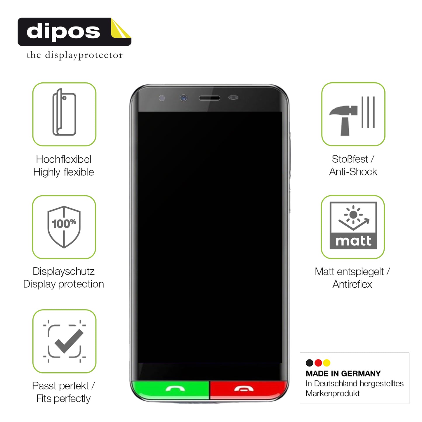 Displayschutz hergestellt in Deutschland, höchste Qualität made in Germany