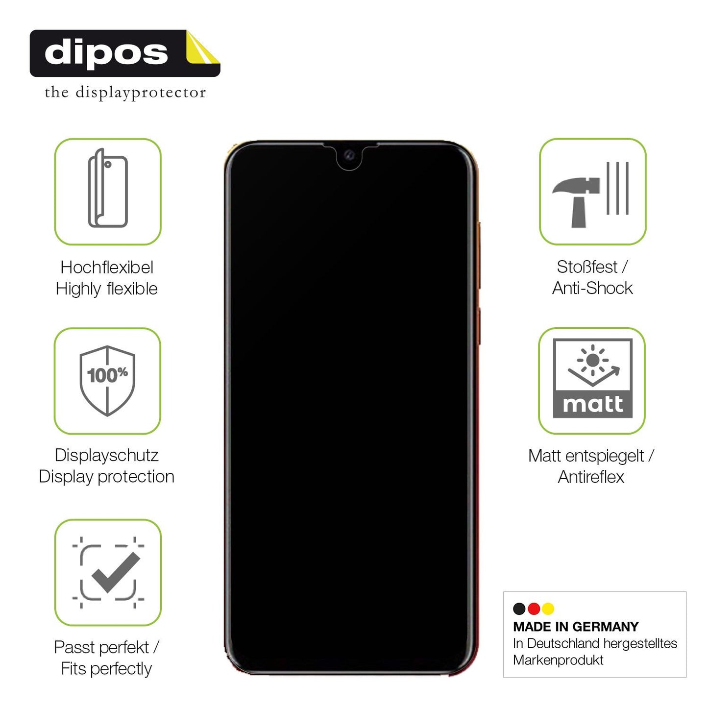 Displayschutz hergestellt in Deutschland, höchste Qualität made in Germany