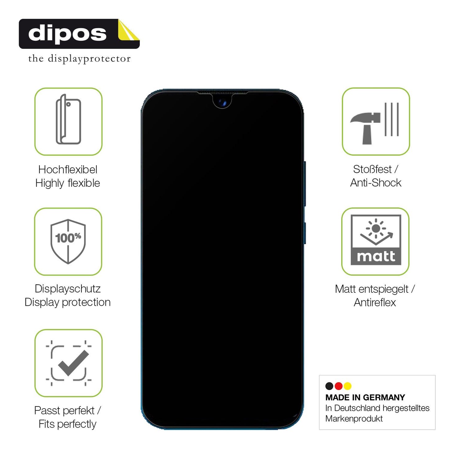 Displayschutz hergestellt in Deutschland, höchste Qualität made in Germany