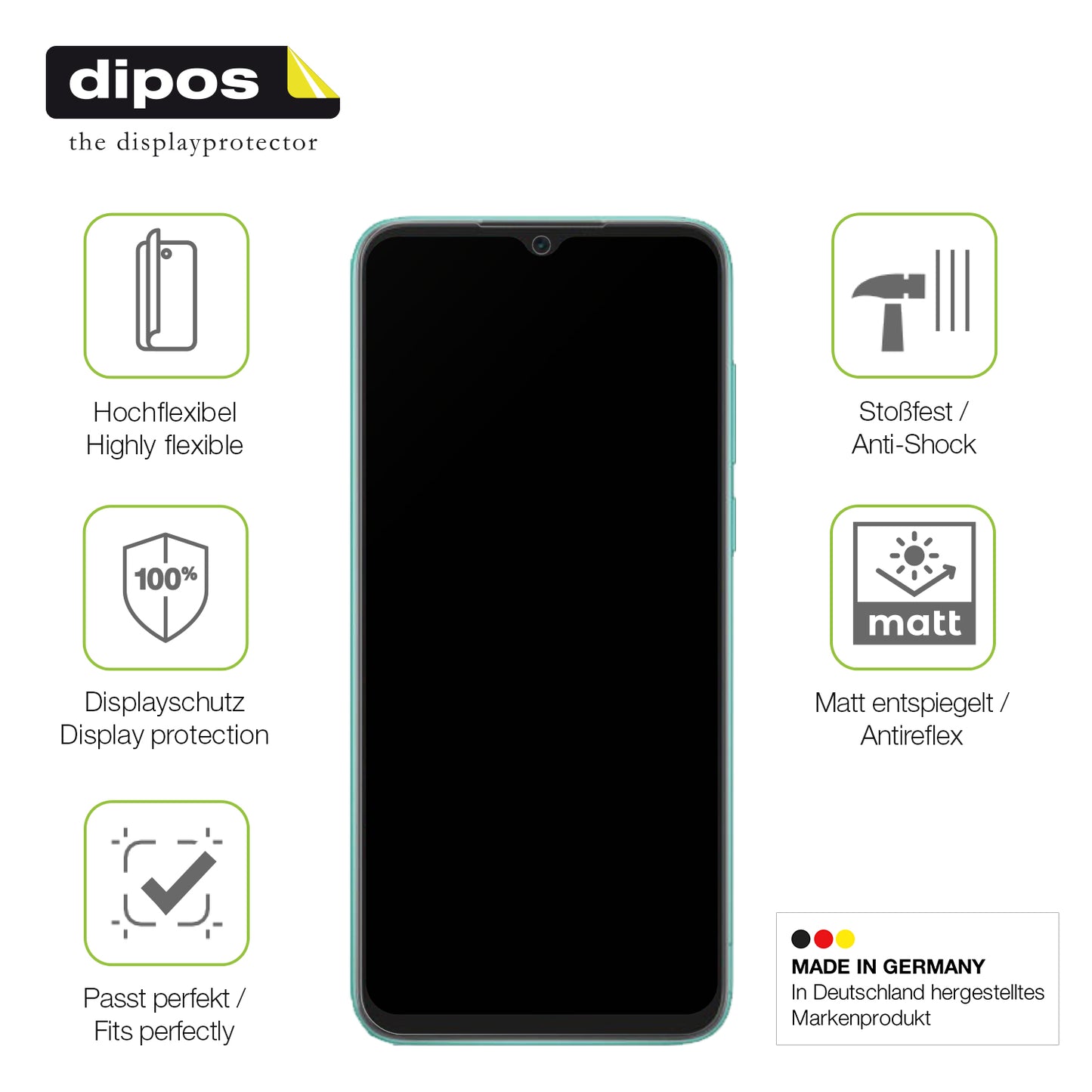 Displayschutz hergestellt in Deutschland, höchste Qualität made in Germany