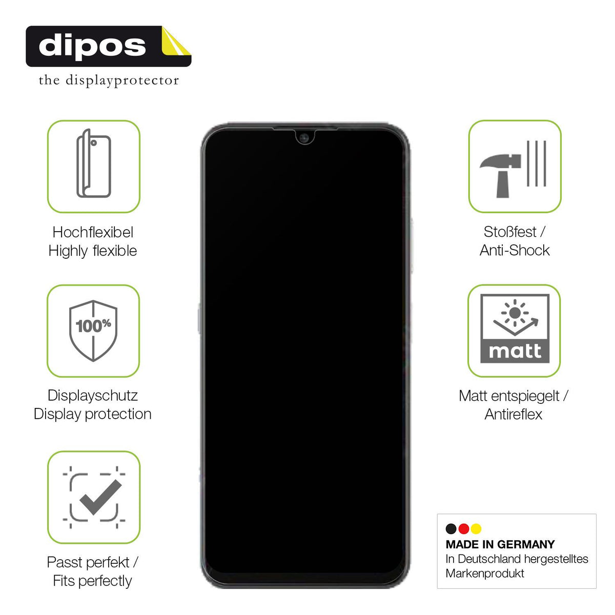 Displayschutz hergestellt in Deutschland, höchste Qualität made in Germany
