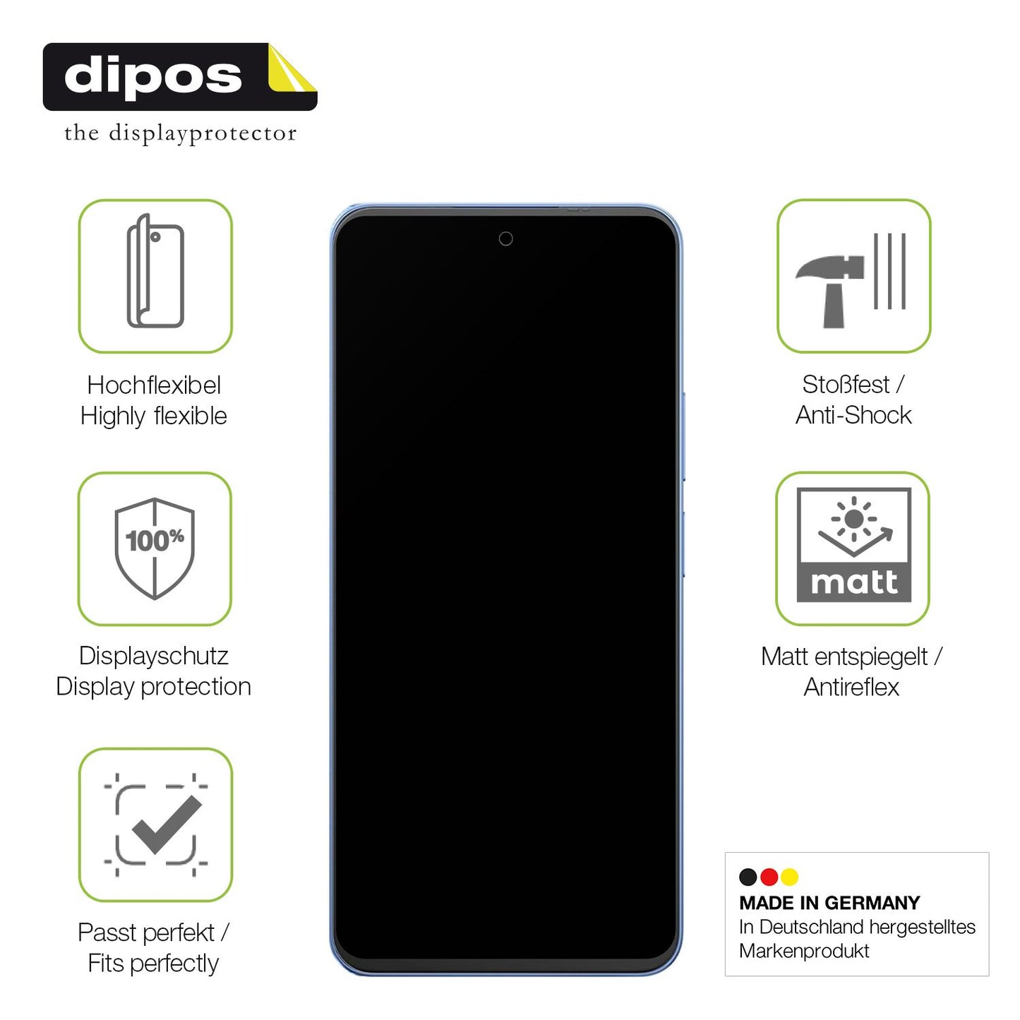 Displayschutz hergestellt in Deutschland, höchste Qualität made in Germany