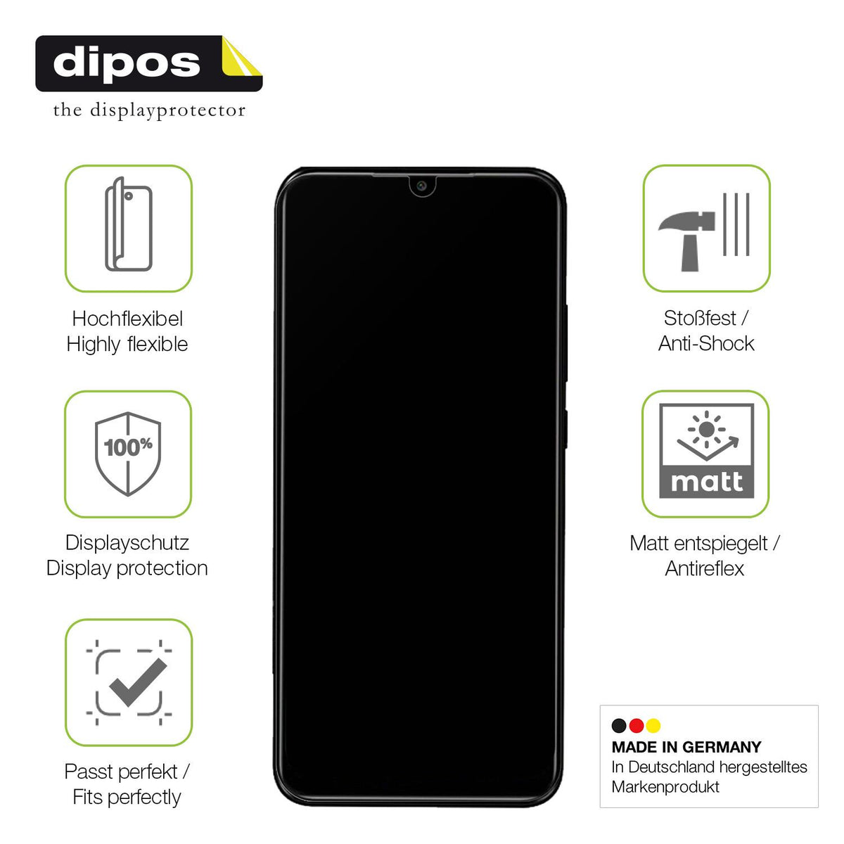 Displayschutz hergestellt in Deutschland, höchste Qualität made in Germany