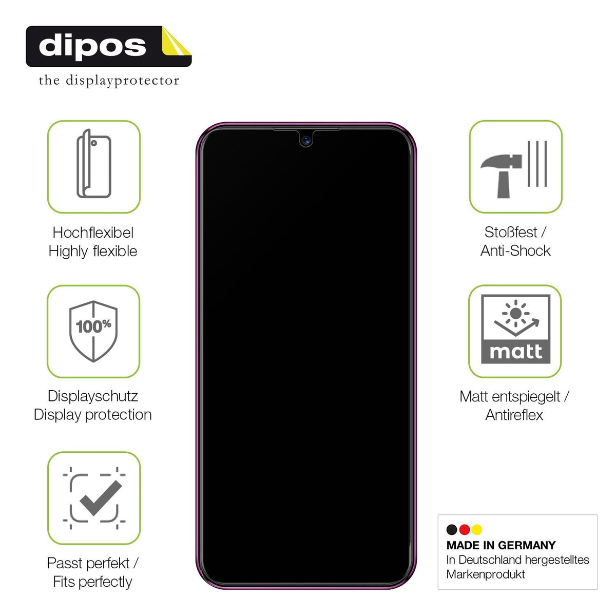 Displayschutz hergestellt in Deutschland, höchste Qualität made in Germany
