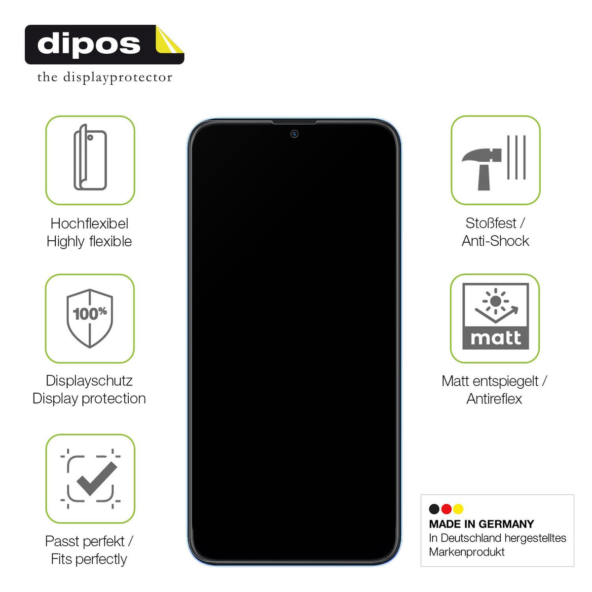 Displayschutz hergestellt in Deutschland, höchste Qualität made in Germany
